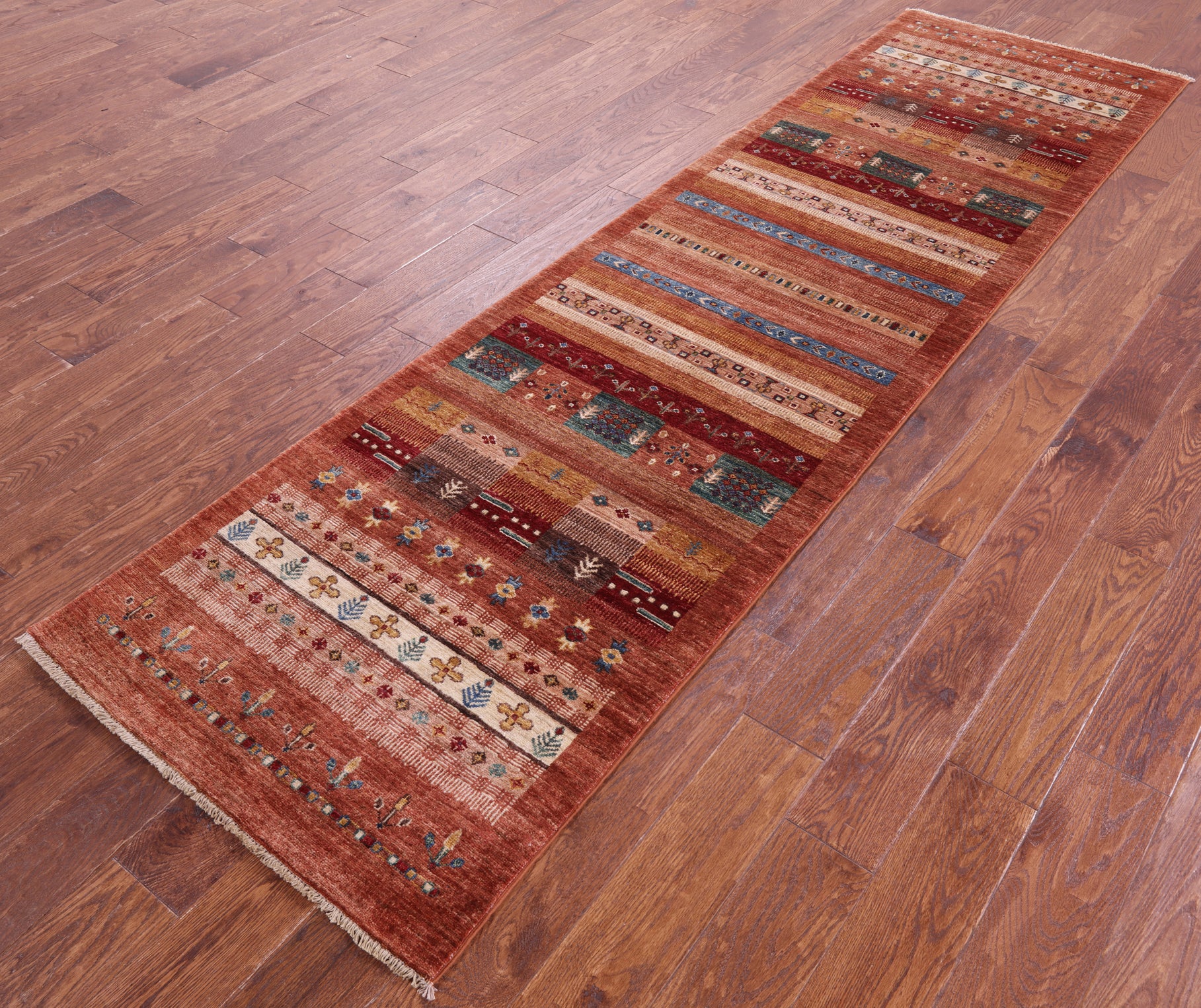 Tribal Persian Gabbeh Hand Knotted Wool Runner Rug - 2' 8" X 9' 8" - Golden Nile
