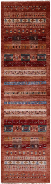 Tribal Persian Gabbeh Hand Knotted Wool Runner Rug - 2' 8" X 9' 8" - Golden Nile