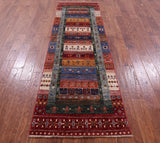Tribal Persian Gabbeh Hand Knotted Wool Runner Rug - 2' 8" X 8' 5" - Golden Nile