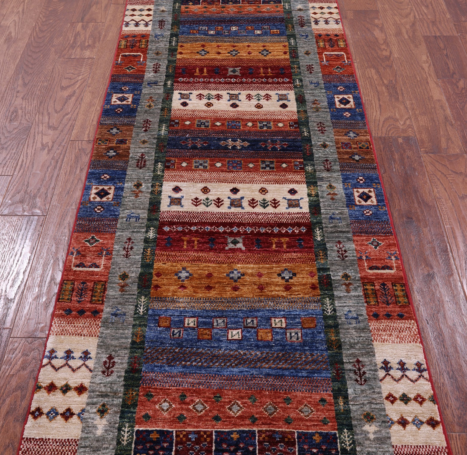 Persian Gabbeh Tribal Hand Knotted Wool Runner Rug - 2' 8" X 8' 5" - Golden Nile