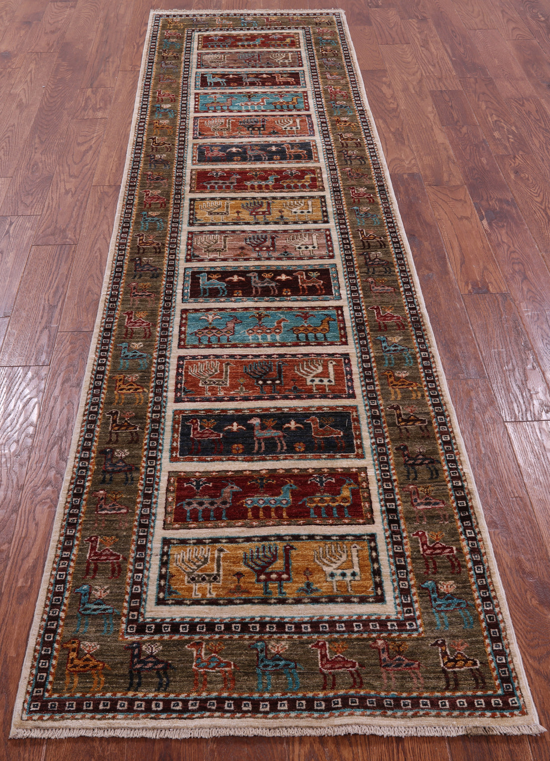 Tribal Persian Gabbeh Hand Knotted Wool Runner Rug - 2' 8" X 10' 2" - Golden Nile