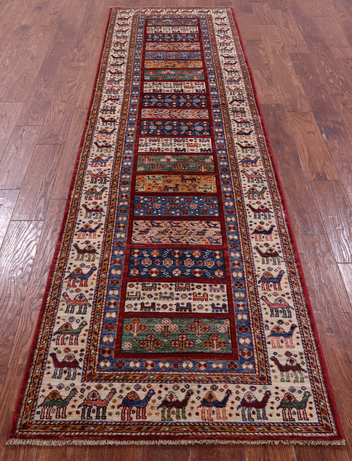 Tribal Persian Gabbeh Hand Knotted Wool Runner Rug - 2' 9" X 9' 9" - Golden Nile