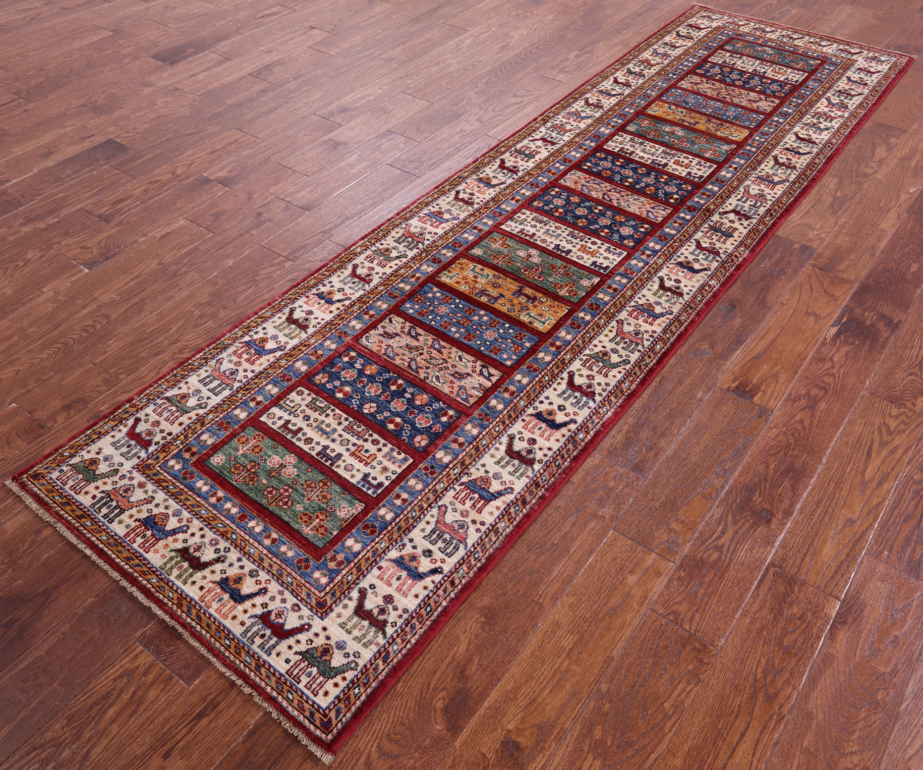 Tribal Persian Gabbeh Hand Knotted Wool Runner Rug - 2' 9" X 9' 9" - Golden Nile