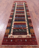 Persian Gabbeh Tribal Hand Knotted Wool Runner Rug - 2' 7" X 9' 9" - Golden Nile