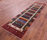 Persian Gabbeh Tribal Hand Knotted Wool Runner Rug - 2' 7" X 9' 9" - Golden Nile
