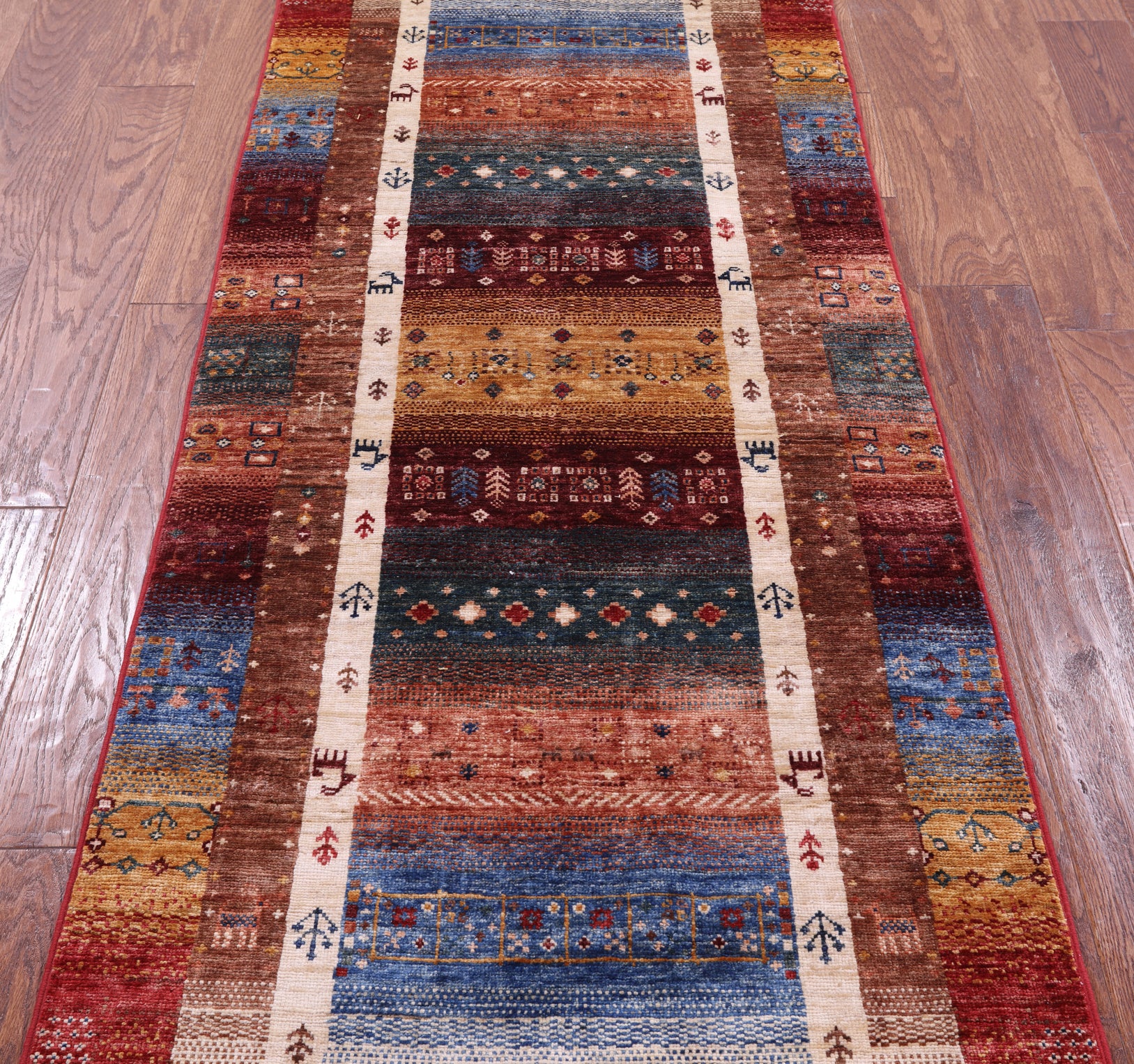 Tribal Persian Gabbeh Hand Knotted Wool Runner Rug - 2' 6" X 6' 7" - Golden Nile