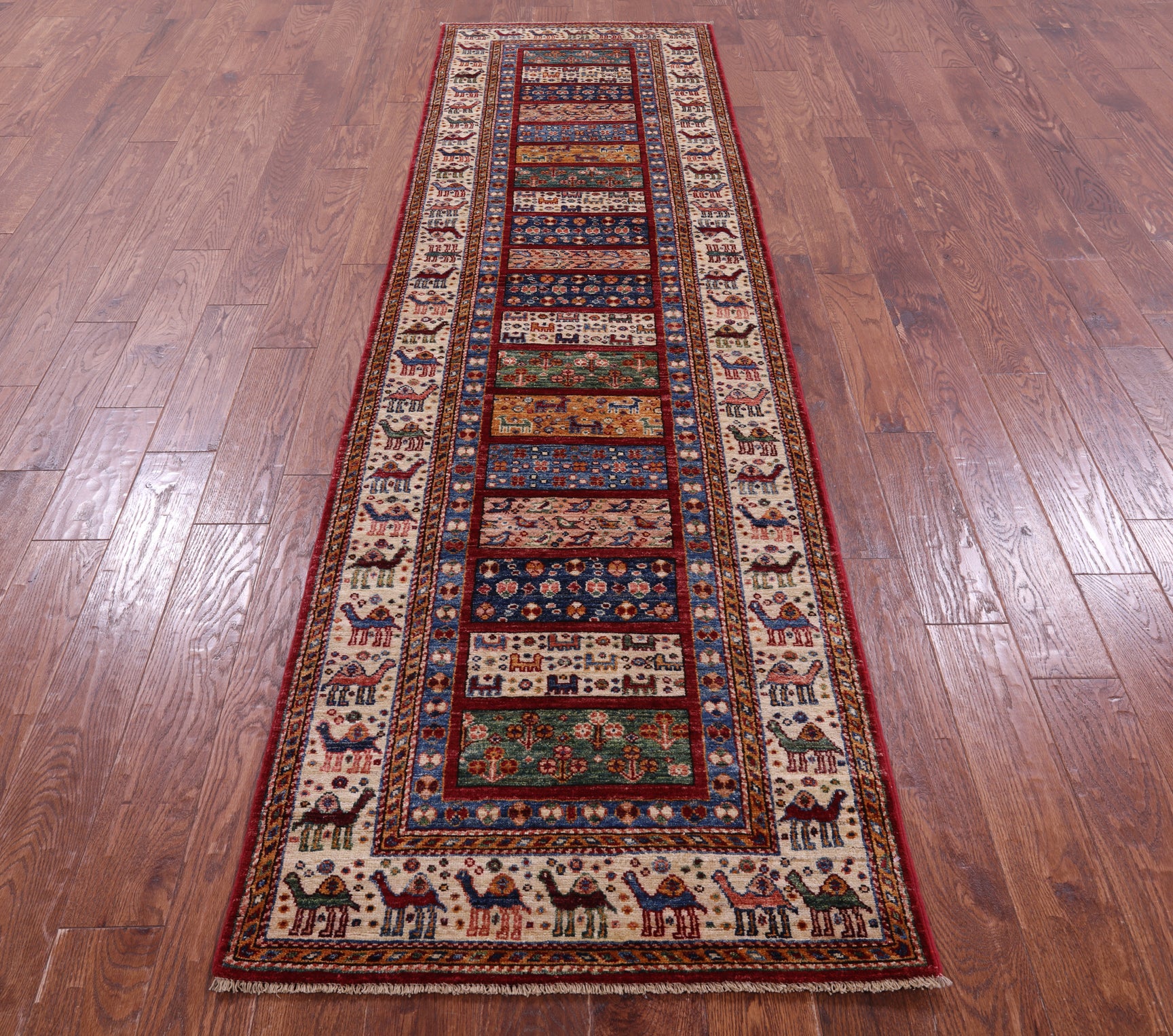 Persian Gabbeh Tribal Hand Knotted Wool Runner Rug - 2' 9" X 9' 10" - Golden Nile