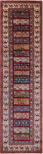 Persian Gabbeh Tribal Hand Knotted Wool Runner Rug - 2' 9" X 9' 10" - Golden Nile