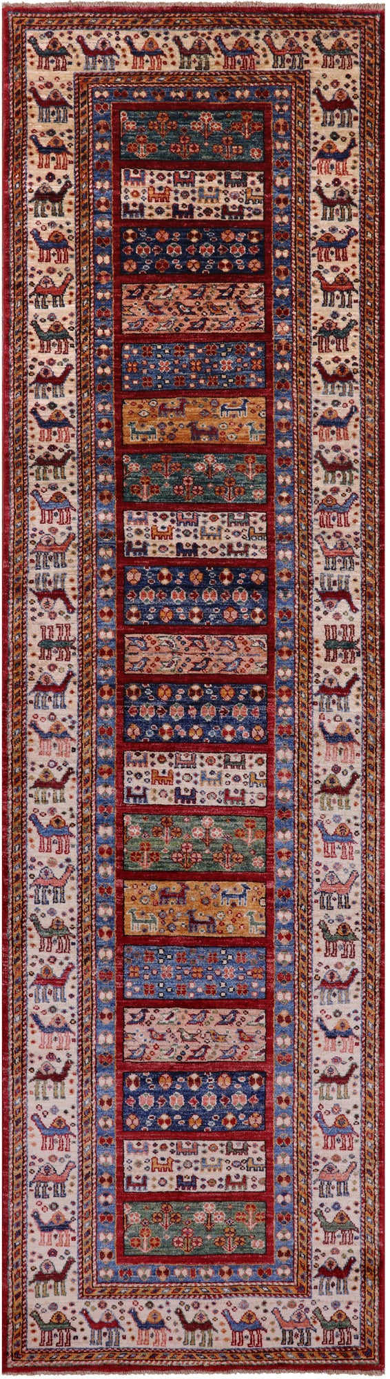 Persian Gabbeh Tribal Hand Knotted Wool Runner Rug - 2' 9" X 9' 10" - Golden Nile