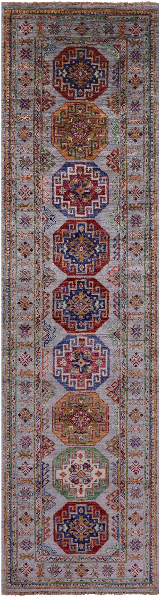 Turkmen Ersari Hand Knotted Wool Runner Rug - 2' 9" X 10' 2" - Golden Nile