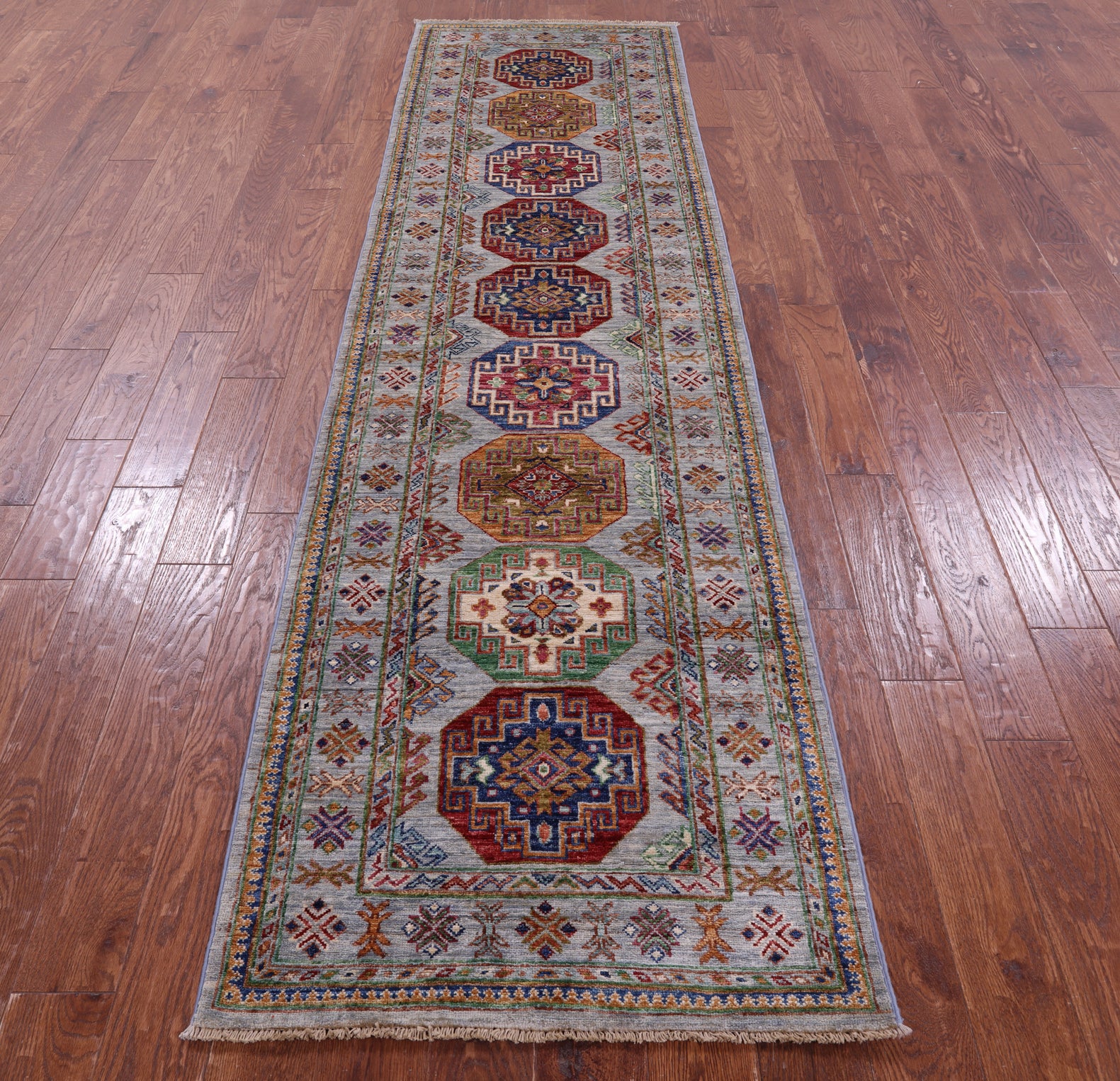 Turkmen Ersari Hand Knotted Wool Runner Rug - 2' 9" X 10' 2" - Golden Nile