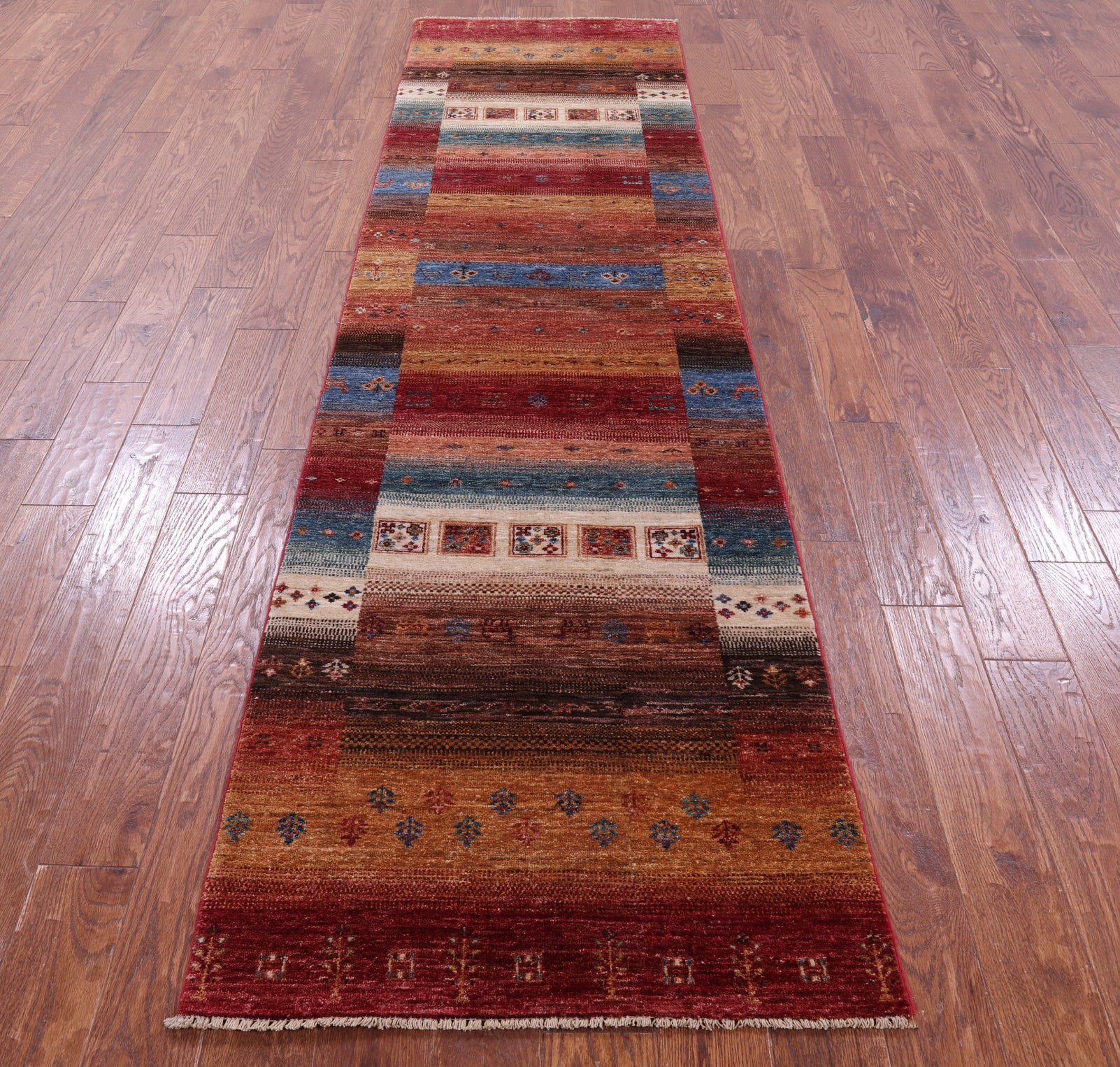 Tribal Persian Gabbeh Hand Knotted Wool Runner Rug - 2' 9" X 10' 2" - Golden Nile