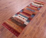 Tribal Persian Gabbeh Hand Knotted Wool Runner Rug - 2' 9" X 10' 2" - Golden Nile