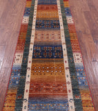 Tribal Persian Gabbeh Hand Knotted Wool Runner Rug - 2' 8" X 9' 5" - Golden Nile