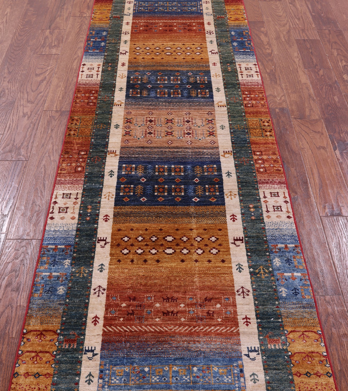 Tribal Persian Gabbeh Hand Knotted Wool Runner Rug - 2' 8" X 9' 5" - Golden Nile
