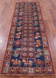Antiqued Pazyryk Historical Design Hand Knotted Wool Runner Rug - 2' 7" X 8' 6" - Golden Nile