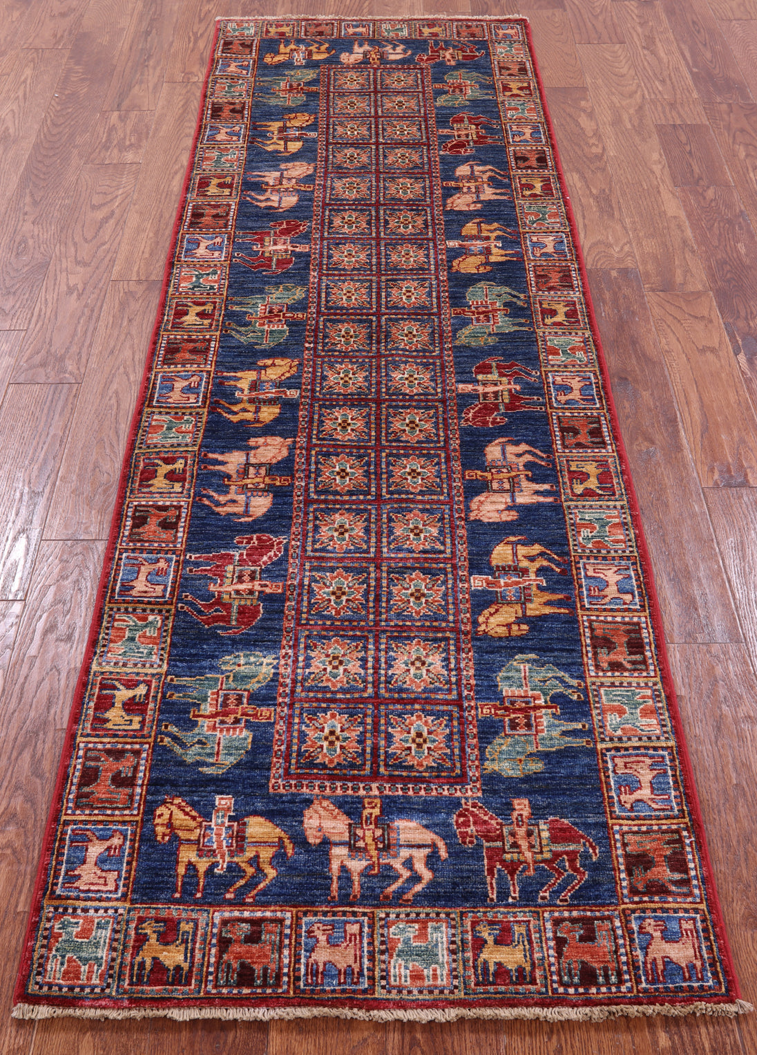 Antiqued Pazyryk Historical Design Hand Knotted Wool Runner Rug - 2' 7" X 8' 6" - Golden Nile