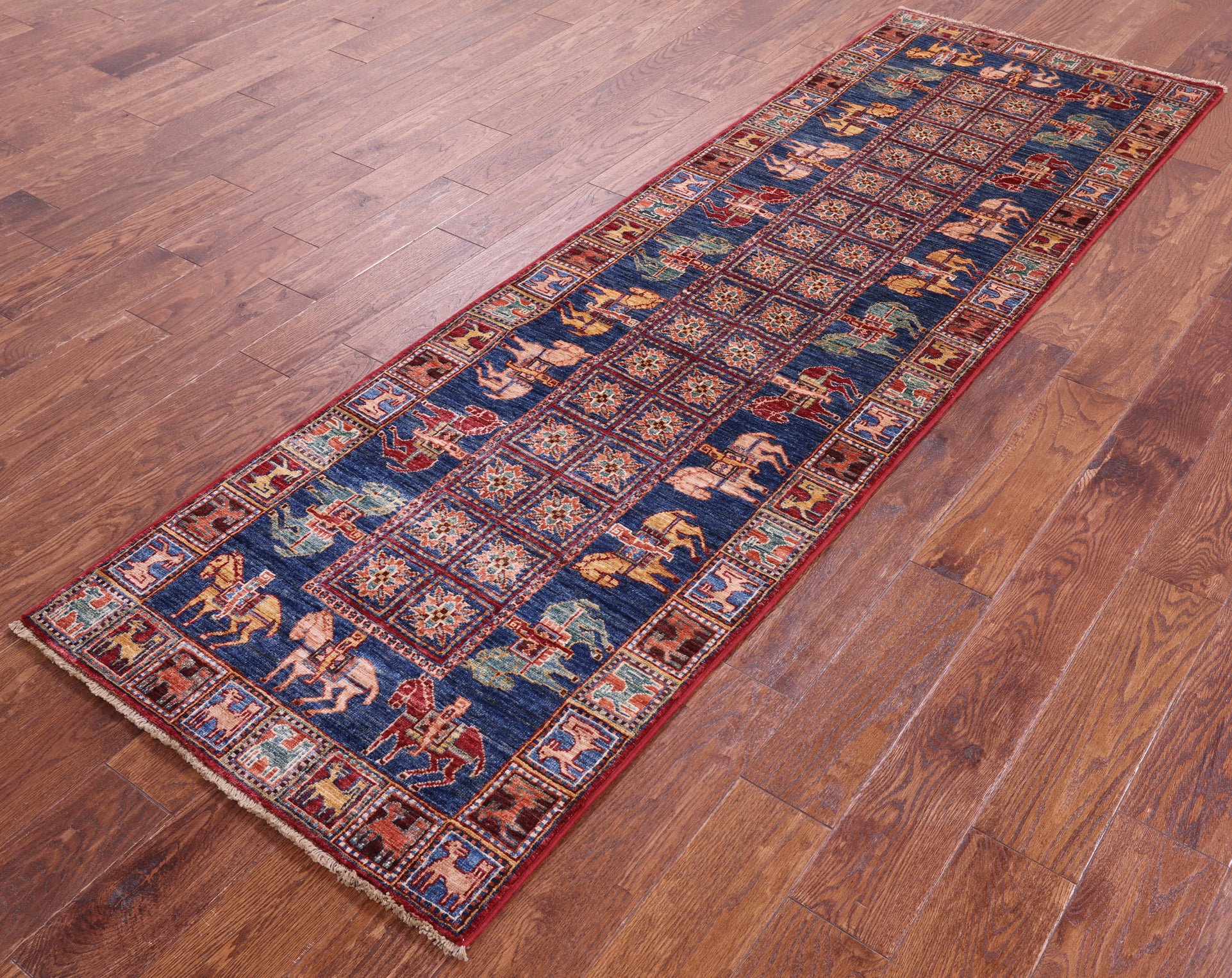 Antiqued Pazyryk Historical Design Hand Knotted Wool Runner Rug - 2' 7" X 8' 6" - Golden Nile
