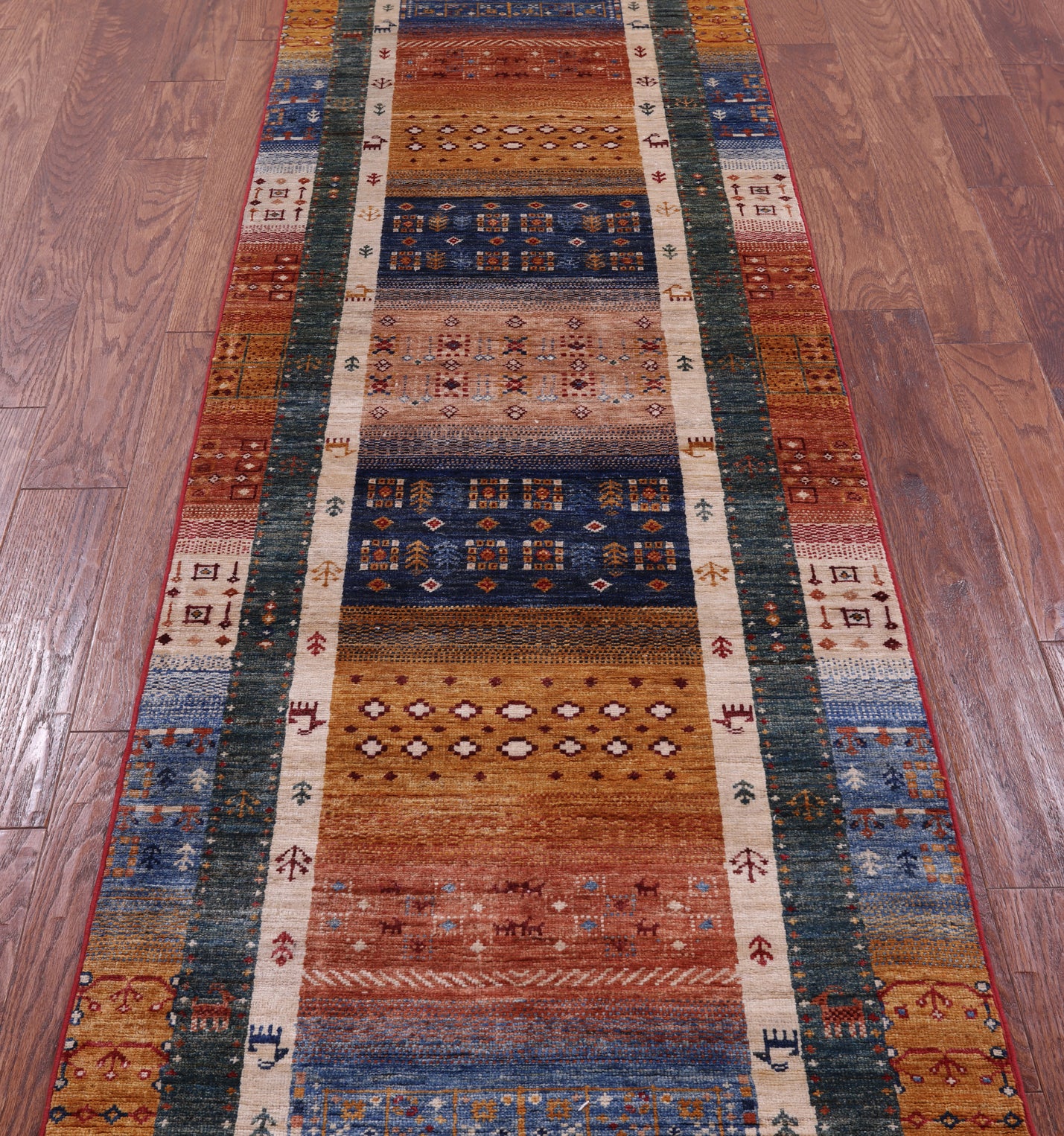 Persian Gabbeh Tribal Handmade Wool Runner Rug - 2' 8" X 9' 5" - Golden Nile