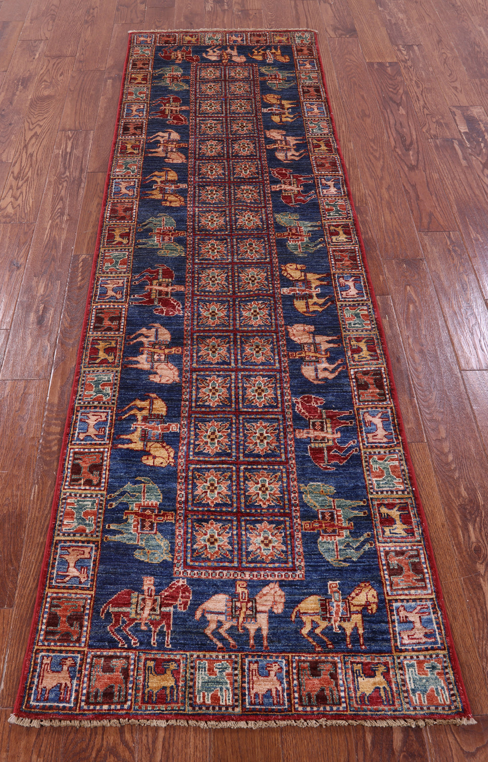 Antiqued Pazyryk Historical Design Hand Knotted Wool Runner Rug - 2' 7" X 8' 6" - Golden Nile