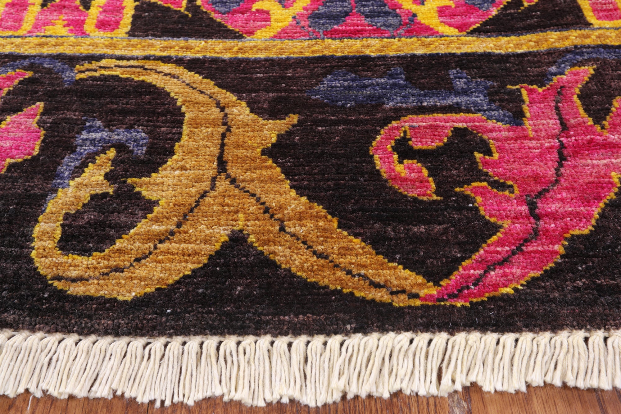 Pink William Morris Hand Knotted Wool Area Rug - 6' 1" X 8' 10" - Golden Nile