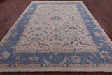 Ivory Turkish Oushak Hand Knotted Wool Rug - 9' 1" X 11' 11" - Golden Nile