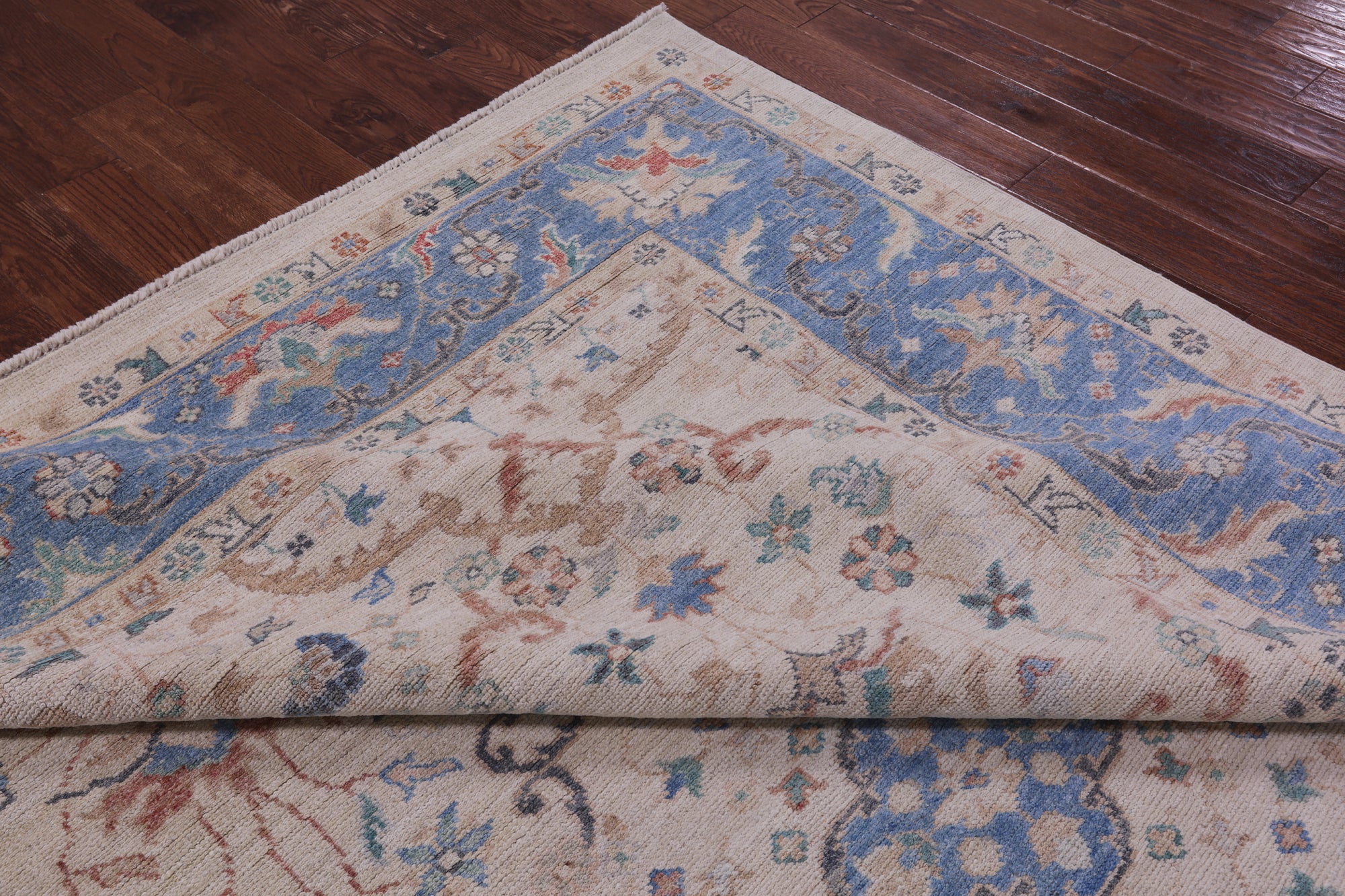 Ivory Turkish Oushak Hand Knotted Wool Rug - 9' 1" X 11' 11" - Golden Nile