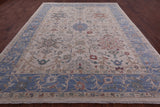Ivory Turkish Oushak Hand Knotted Wool Rug - 10' 0" X 12' 8" - Golden Nile
