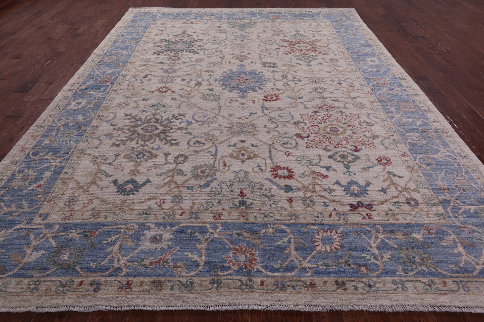 Ivory Turkish Oushak Hand Knotted Wool Rug - 10' 0" X 12' 8" - Golden Nile