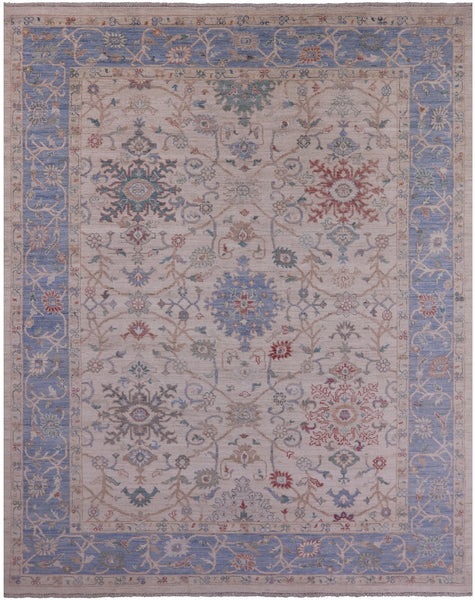 Ivory Turkish Oushak Hand Knotted Wool Rug - 10' 0" X 12' 8" - Golden Nile