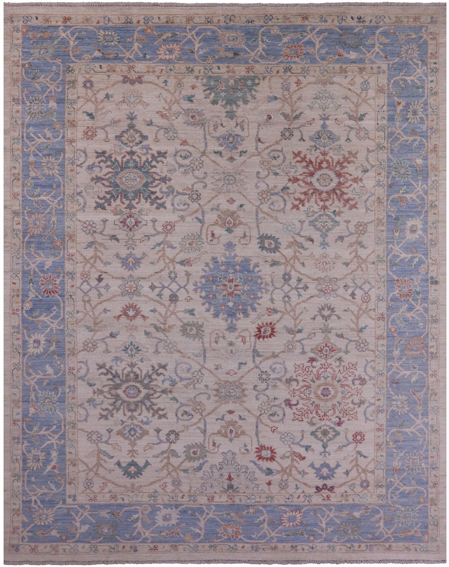 Ivory Turkish Oushak Hand Knotted Wool Rug - 10' 0" X 12' 8" - Golden Nile