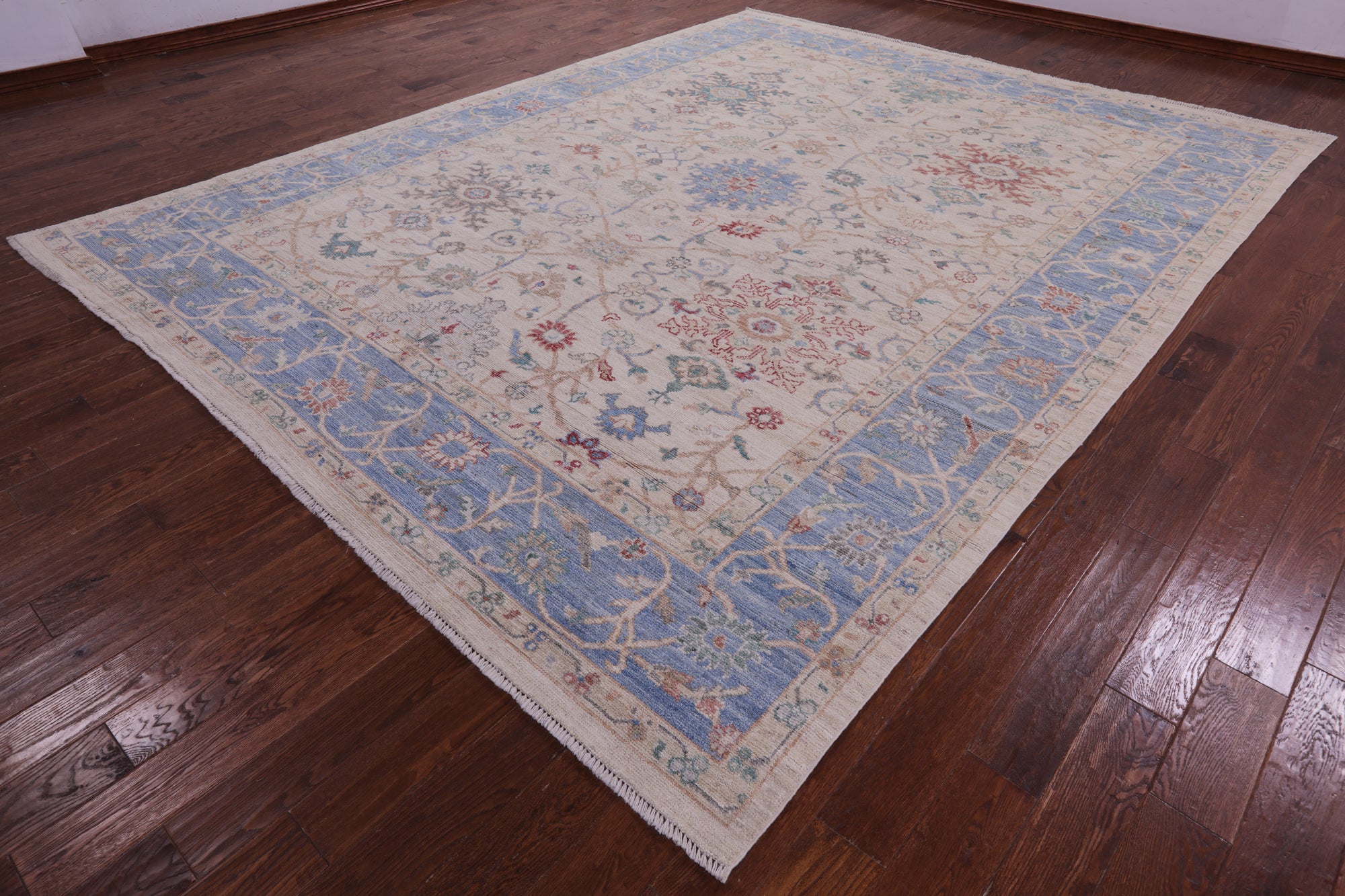 Ivory Turkish Oushak Hand Knotted Wool Rug - 10' 0" X 12' 8" - Golden Nile