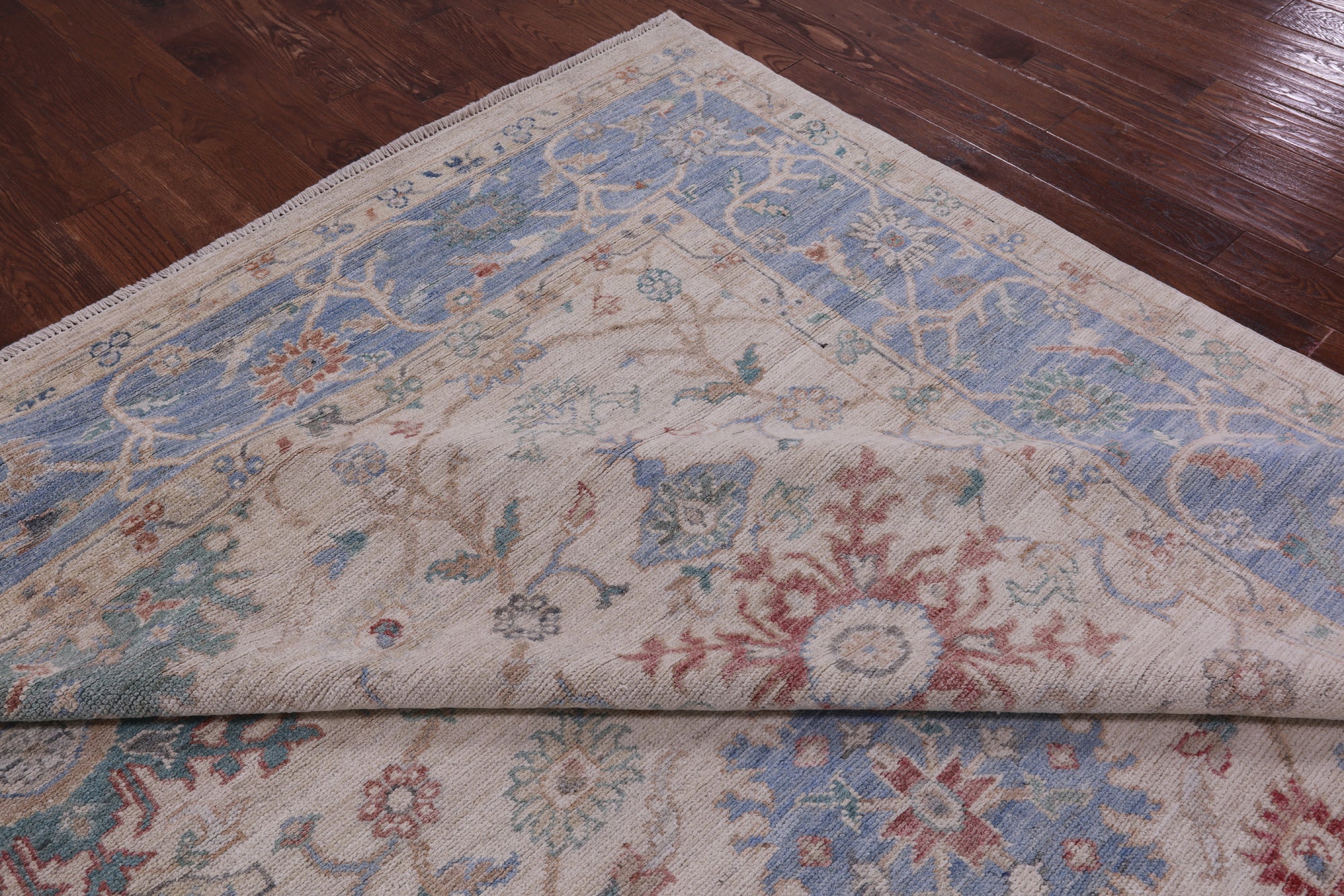 Ivory Turkish Oushak Hand Knotted Wool Rug - 10' 0" X 12' 8" - Golden Nile