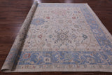 Ivory Turkish Oushak Hand Knotted Wool Rug - 10' 0" X 12' 8" - Golden Nile