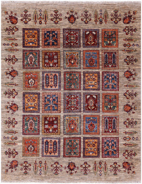 Garden Design Persian Hand Knotted Wool Rug - 4' 11" X 6' 4" - Golden Nile
