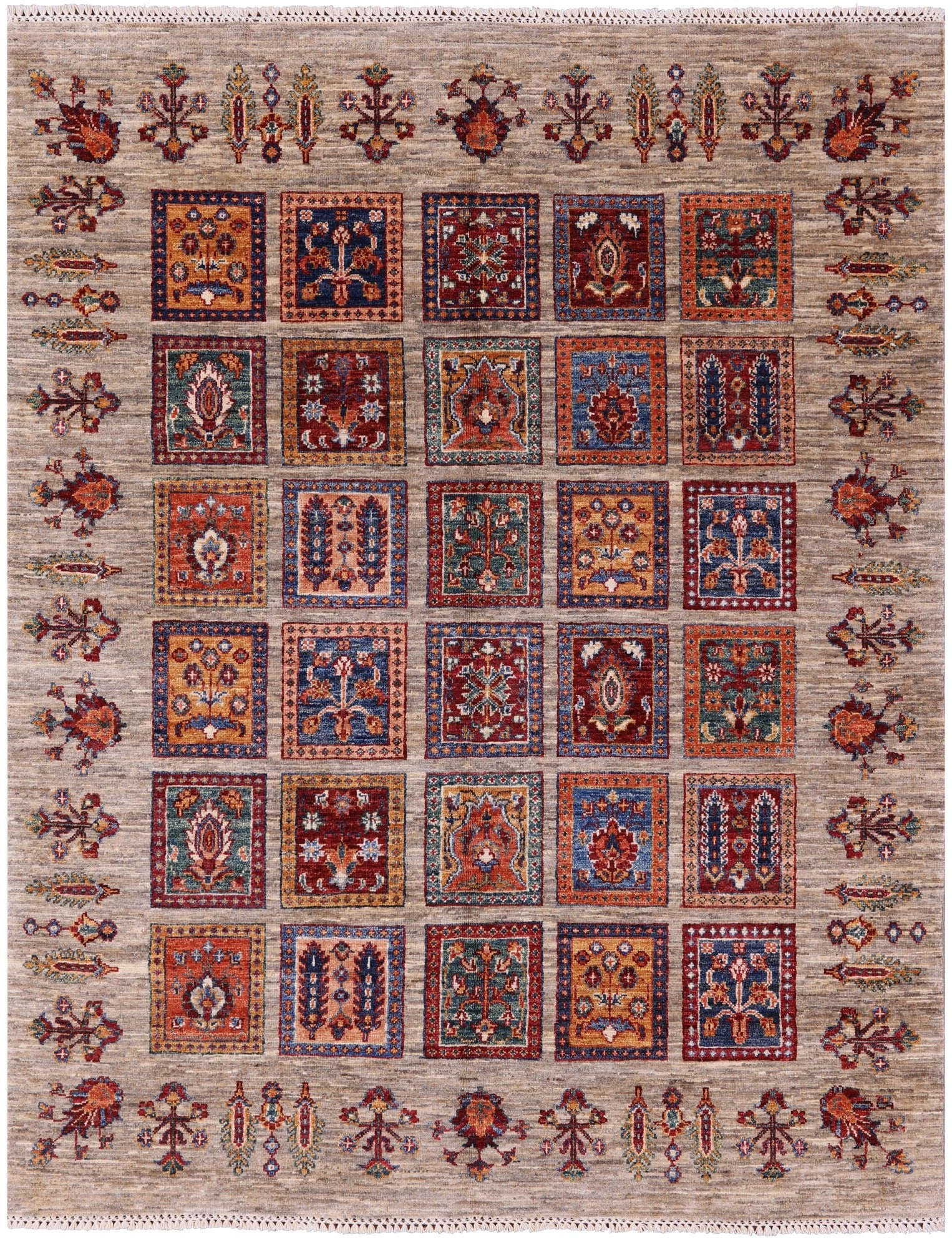 Garden Design Persian Hand Knotted Wool Rug - 4' 11" X 6' 4" - Golden Nile