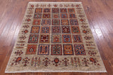 Garden Design Persian Hand Knotted Wool Rug - 4' 11" X 6' 4" - Golden Nile