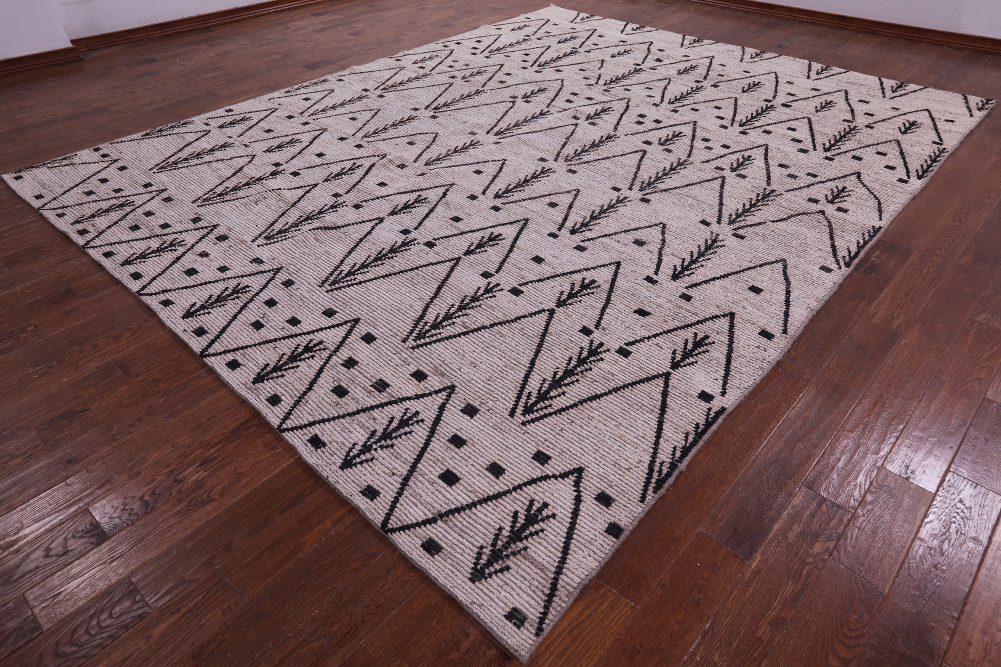 Tribal Moroccan Hand Knotted Wool On Wool Rug - 10' 4" X 13' 0" - Golden Nile