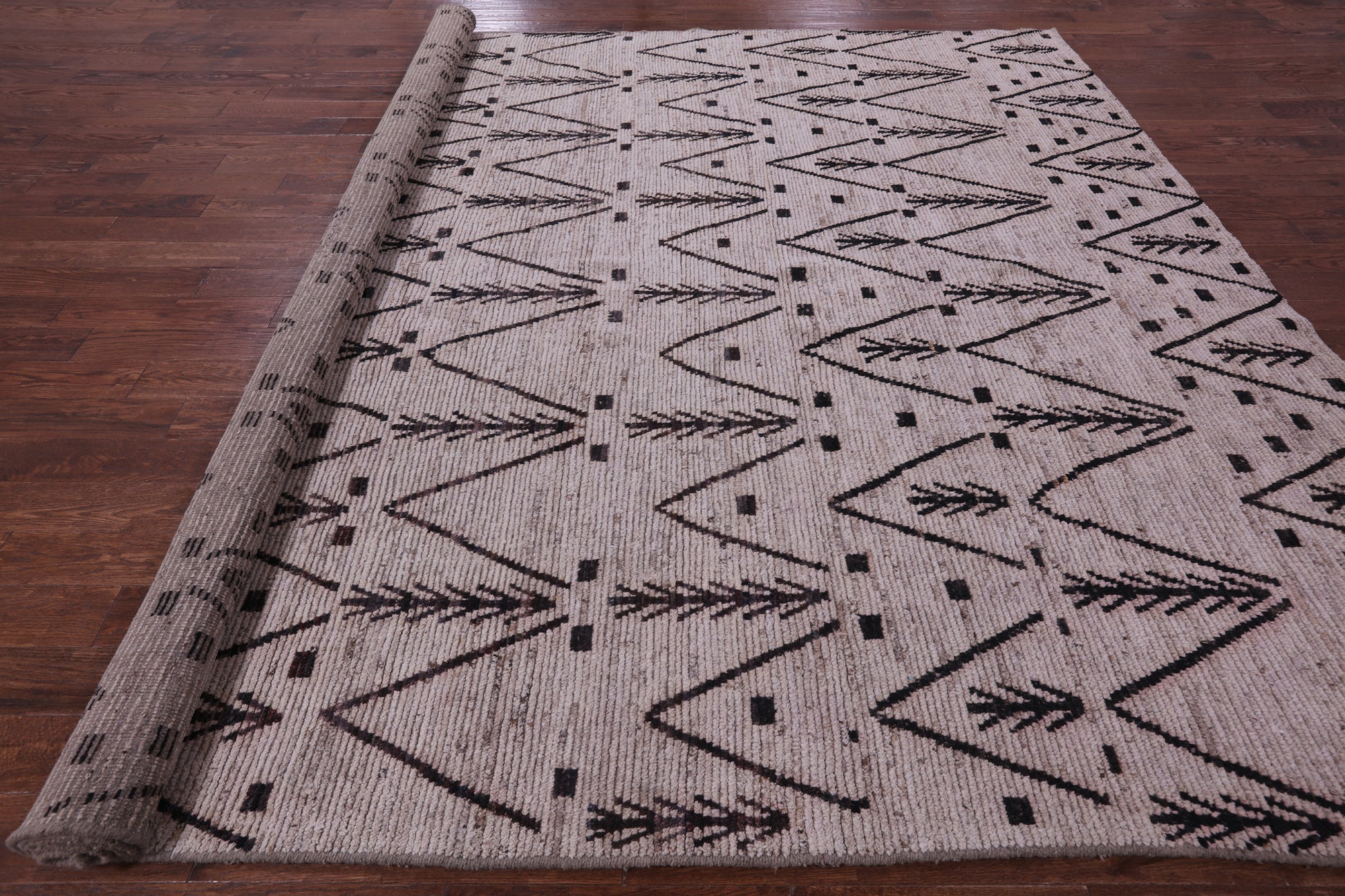 Tribal Moroccan Hand Knotted Wool On Wool Rug - 10' 4" X 13' 0" - Golden Nile