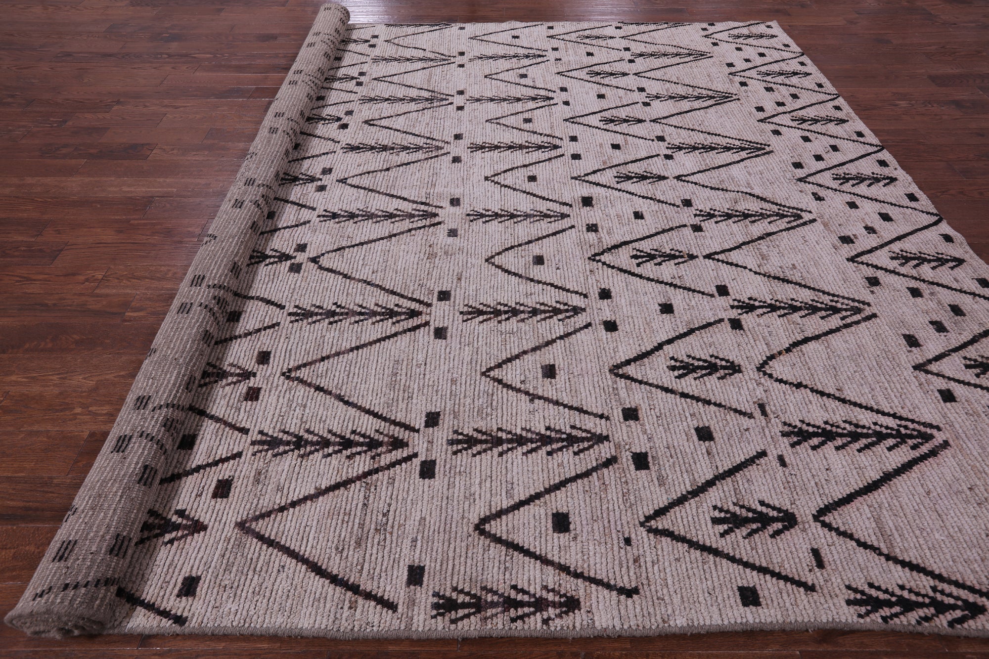 Tribal Moroccan Hand Knotted Wool On Wool Rug - 10' 4" X 13' 0" - Golden Nile