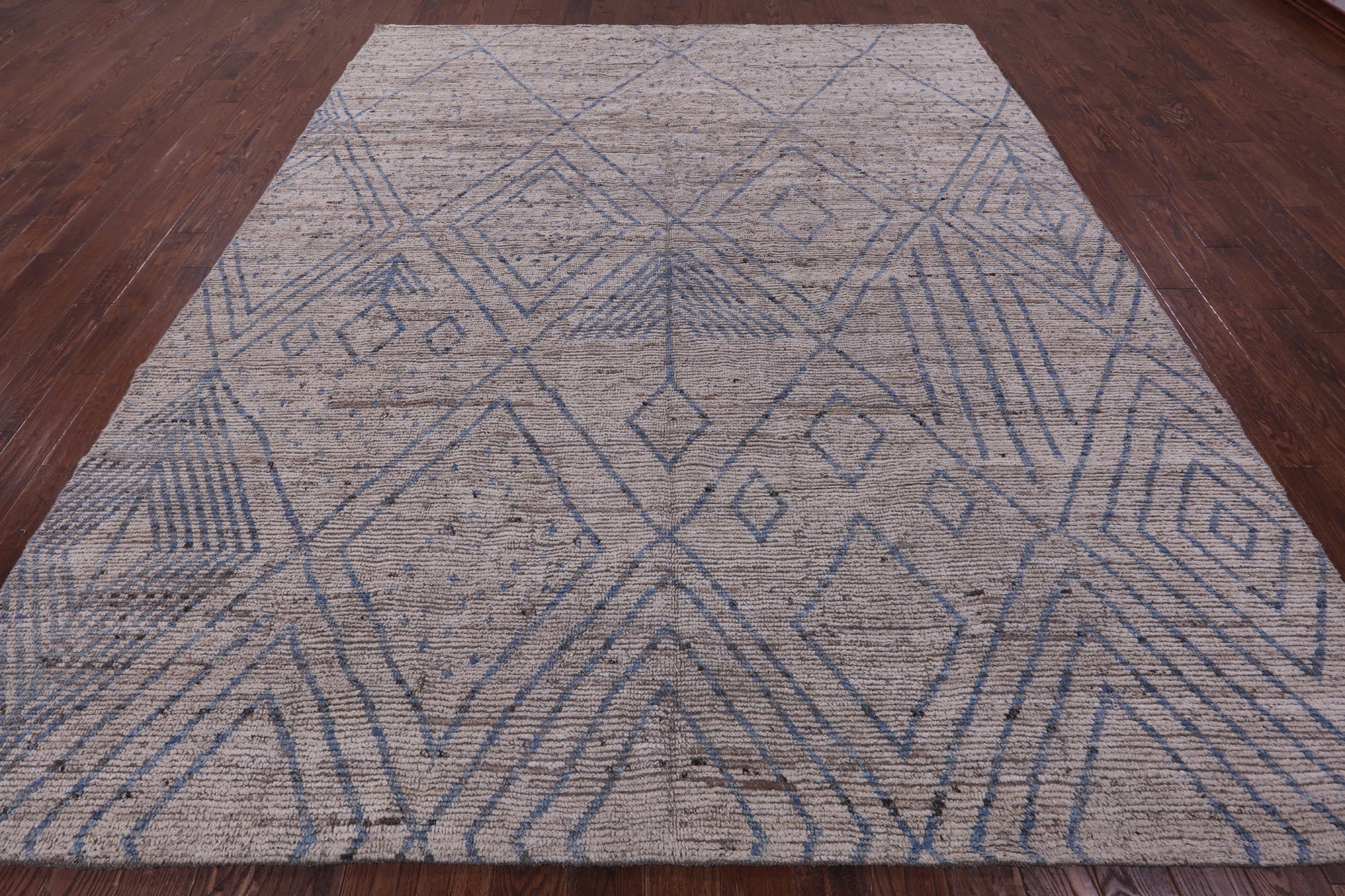 Tribal Moroccan Hand Knotted Wool On Wool Rug - 9' 8" X 11' 7" - Golden Nile