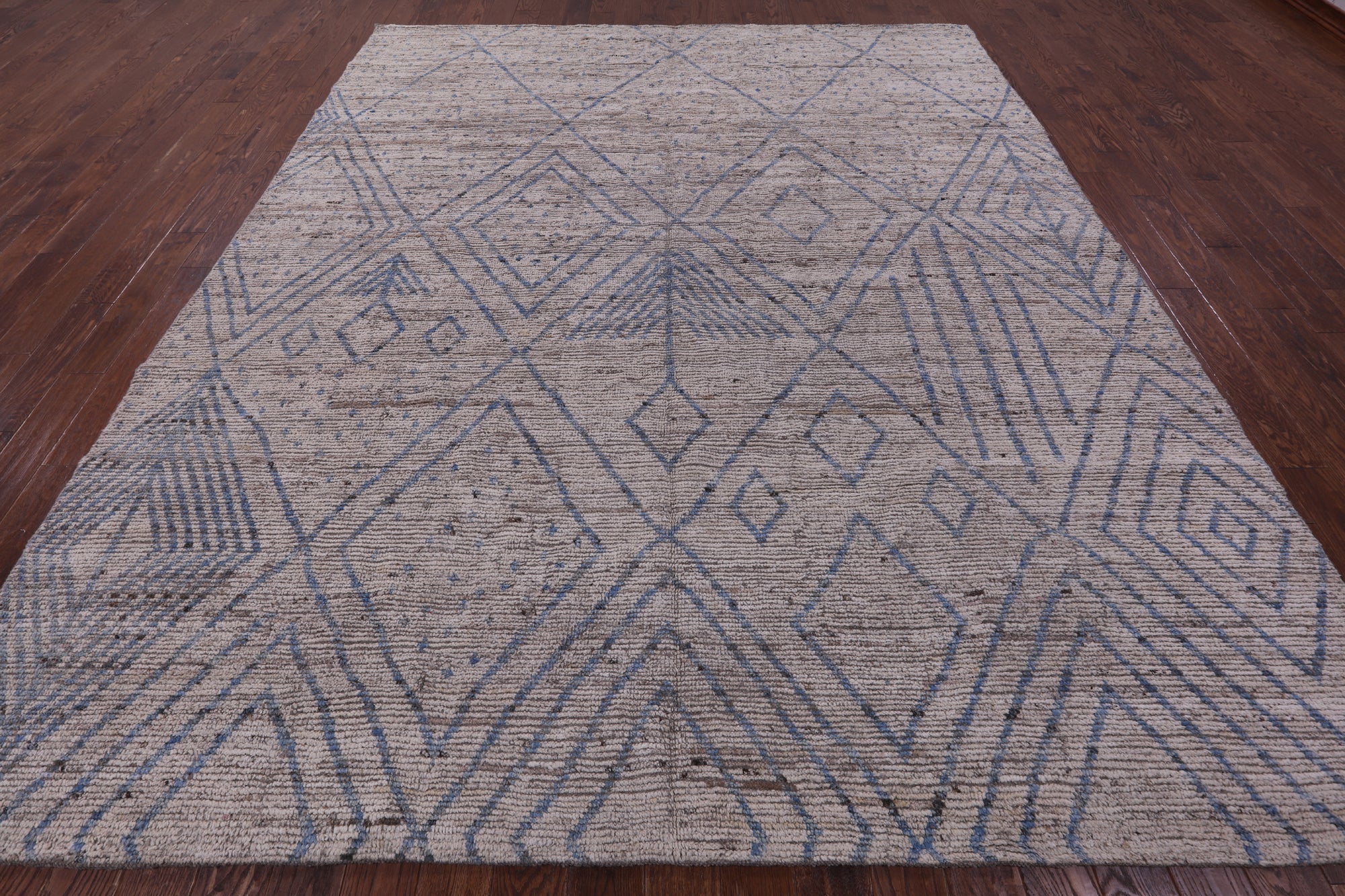 Tribal Moroccan Hand Knotted Wool On Wool Rug - 9' 8" X 11' 7" - Golden Nile