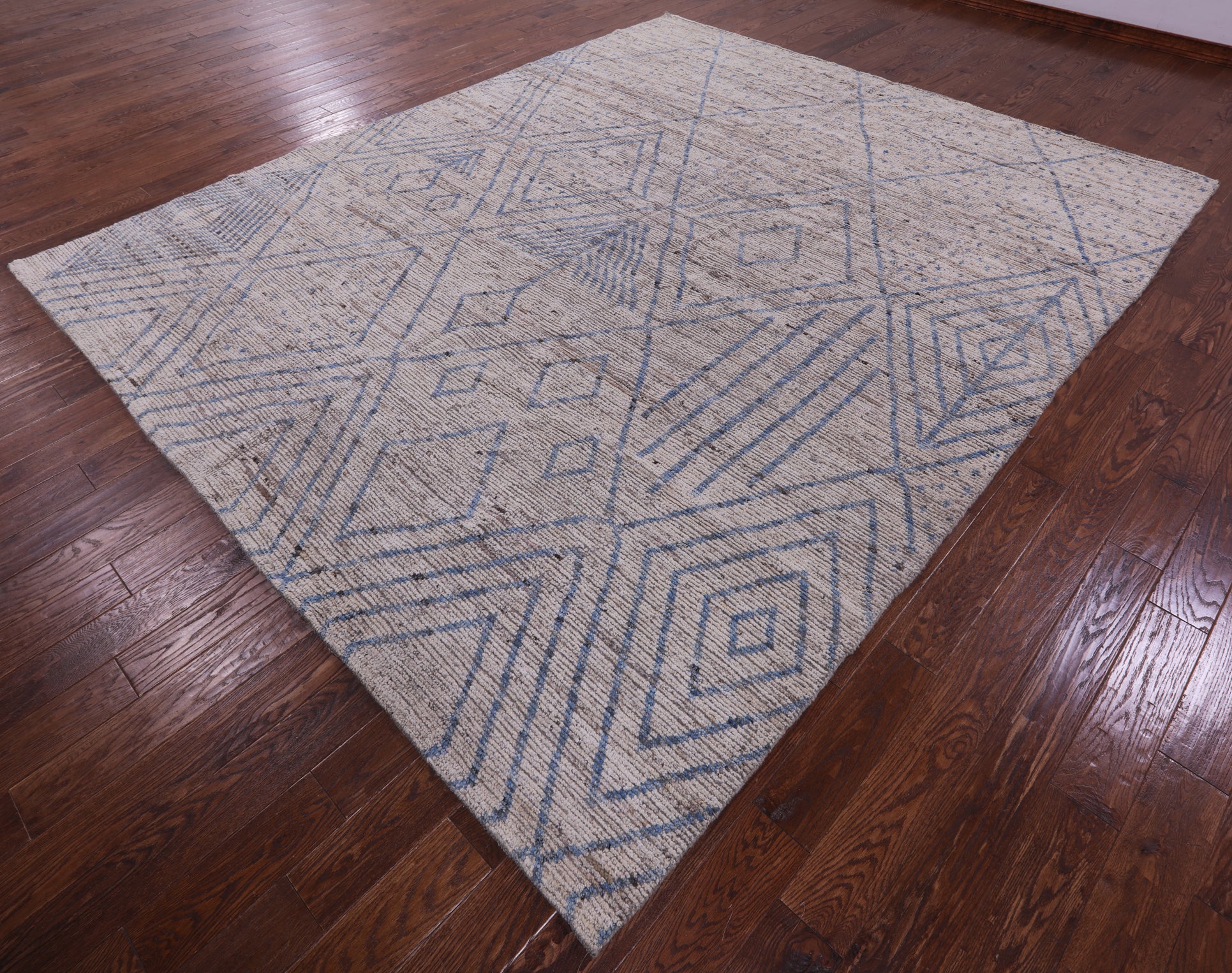 Tribal Moroccan Hand Knotted Wool On Wool Rug - 9' 8" X 11' 7" - Golden Nile