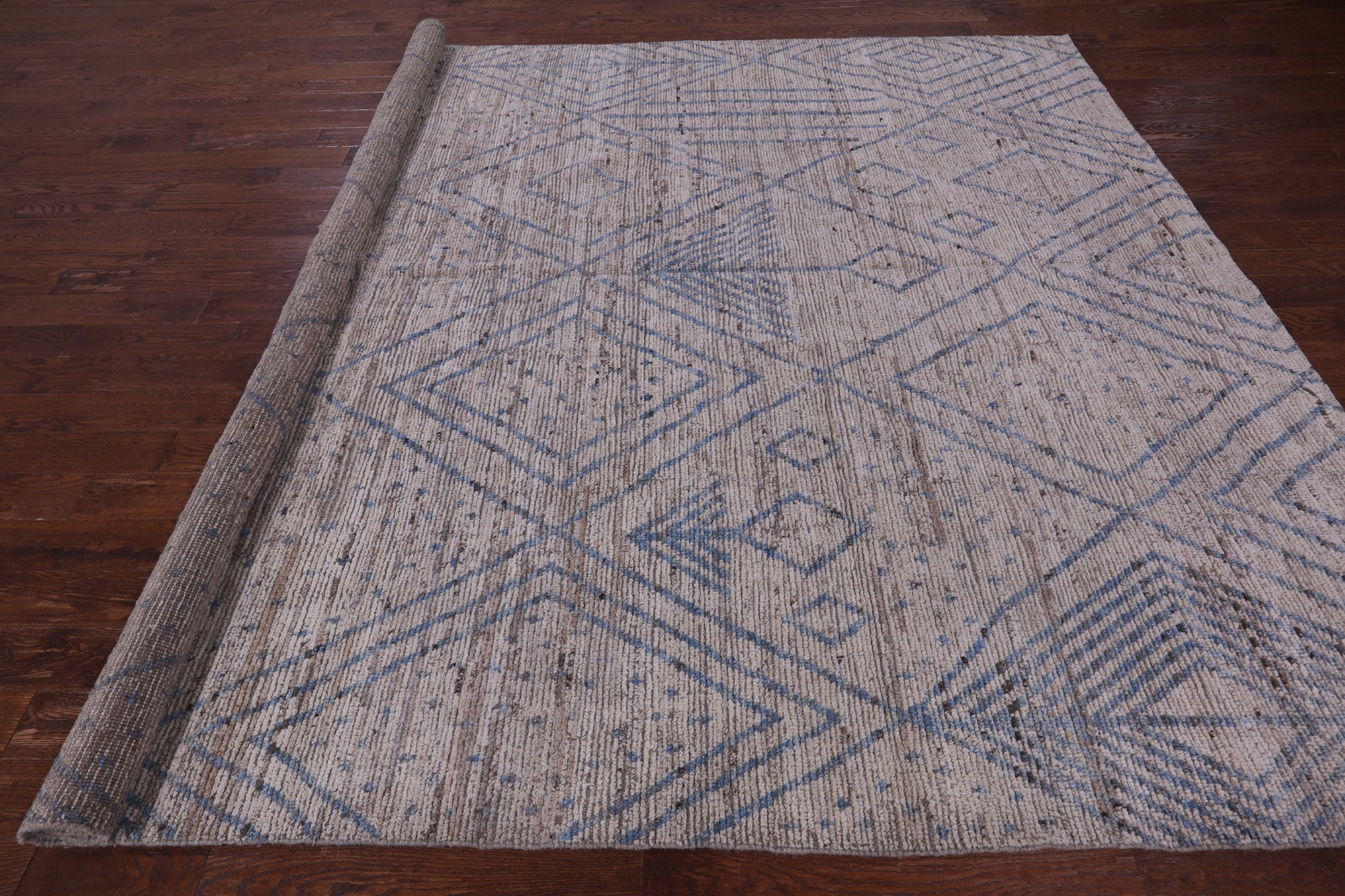 Tribal Moroccan Hand Knotted Wool On Wool Rug - 9' 8" X 11' 7" - Golden Nile