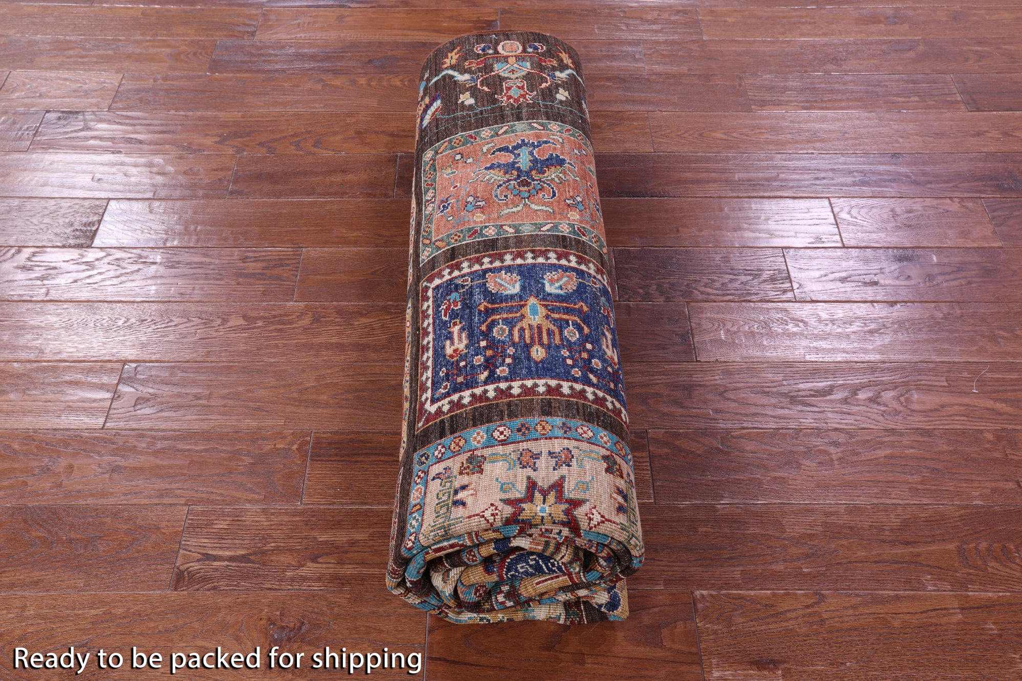 Brown Garden Design Persian Hand Knotted Wool Rug - 6' 11" X 9' 11" - Golden Nile
