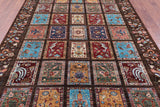 Brown Garden Design Persian Hand Knotted Wool Rug - 6' 11" X 9' 11" - Golden Nile