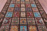 Brown Garden Design Persian Hand Knotted Wool Rug - 6' 11" X 9' 11" - Golden Nile