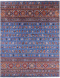Blue Tribal Persian Gabbeh Hand Knotted Wool Rug - 8' 2" X 10' 8" - Golden Nile