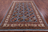Blue Turkmen Ersari Hand Knotted Wool Rug - 6' 11" X 9' 9" - Golden Nile