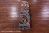 Blue Turkmen Ersari Hand Knotted Wool Rug - 6' 11" X 9' 9" - Golden Nile